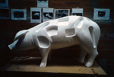 sculpture cochon frigolyte